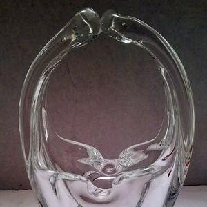 Vintage Rare Art Glass Basket Purse Ash Tray Vase